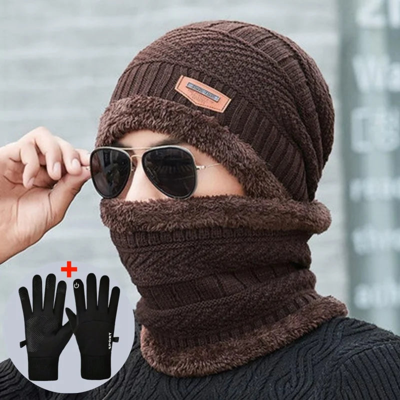 Men's Winter Hat, Neck Warmer and Touchscreen Glove Set