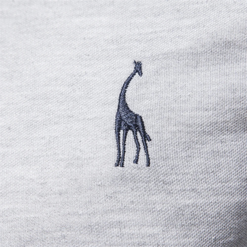 Men's Deer Embroidery Long Sleeve Polo Shirt — Luxury Detail Casual Polo