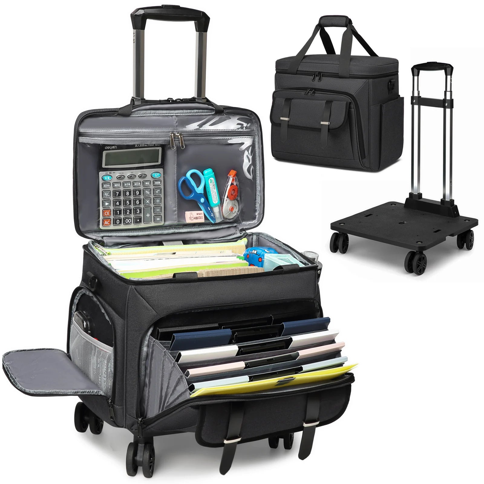 Rolling Teacher Tote Bag with Wheels — 15.6" Laptop Trolley for Teachers & Commuters