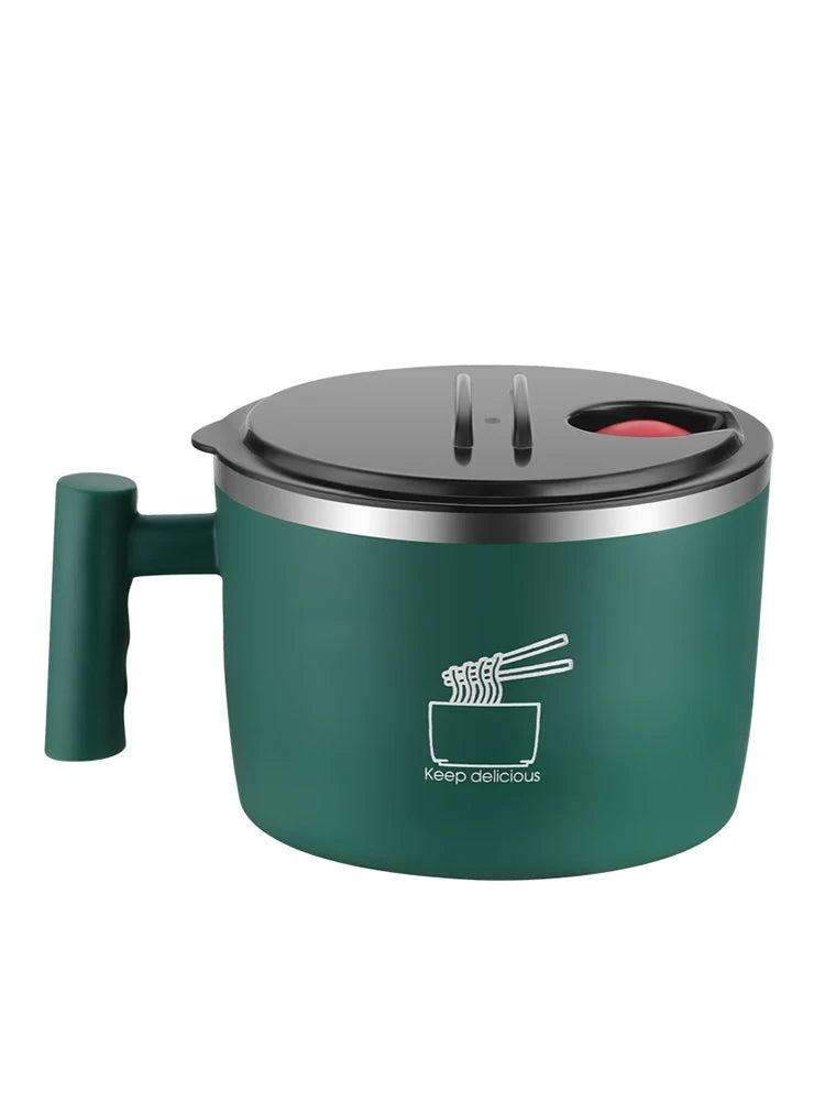 Stainless Steel Noodle Bowl with Lid — Sealed Portable Draining Bowl for Kitchen Use