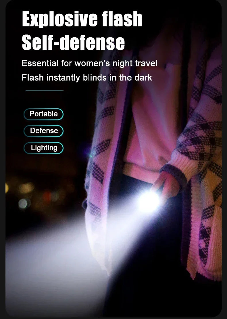 High Power LED Flashlight – Built-In Rechargeable Battery, Pen Clip Torch for Camping & Emergency Use