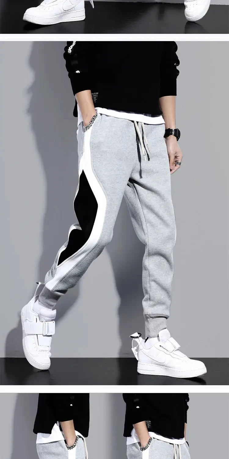 Men's Wide Leg Patchwork Nine-Point Pants — Cropped Streetwear Trousers
