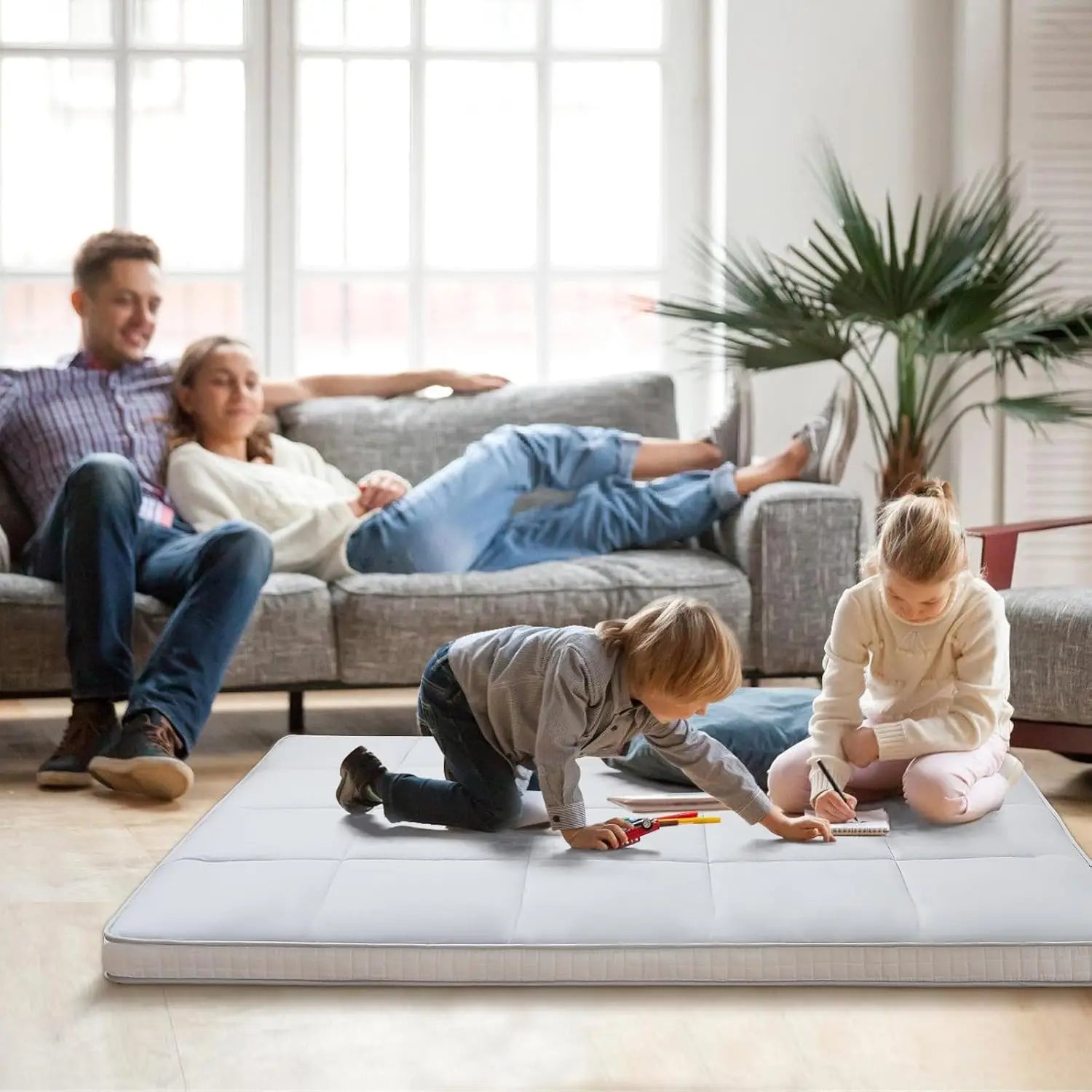 Queen-Size Comfort on the Floor — Extra Thick Japanese Futon Mattress 60"x80" | 3-Layer Memory Foam, Foldable Tatami Mat