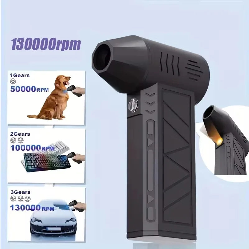 X6 Turbo Jet Air Blower — 130,000 RPM Brushless Motor Cordless Duster with Light for Keyboard, PC & Electronics Cleaning