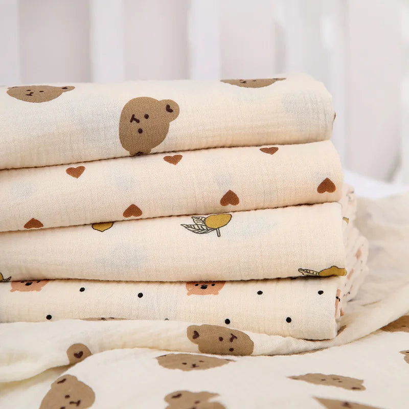 Cartoon Print Cotton Muslin Baby Swaddle Blanket – Soft Breathable Newborn Receiving Blanket