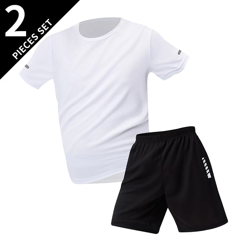 Men's Quick-Dry Short Sleeve & Shorts Set – Plus Size Leisure Running Fitness 2–6 Piece