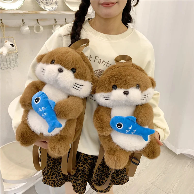 Otter Plush Backpack – Cute Stuffed Animal Bag for Kids & Girls