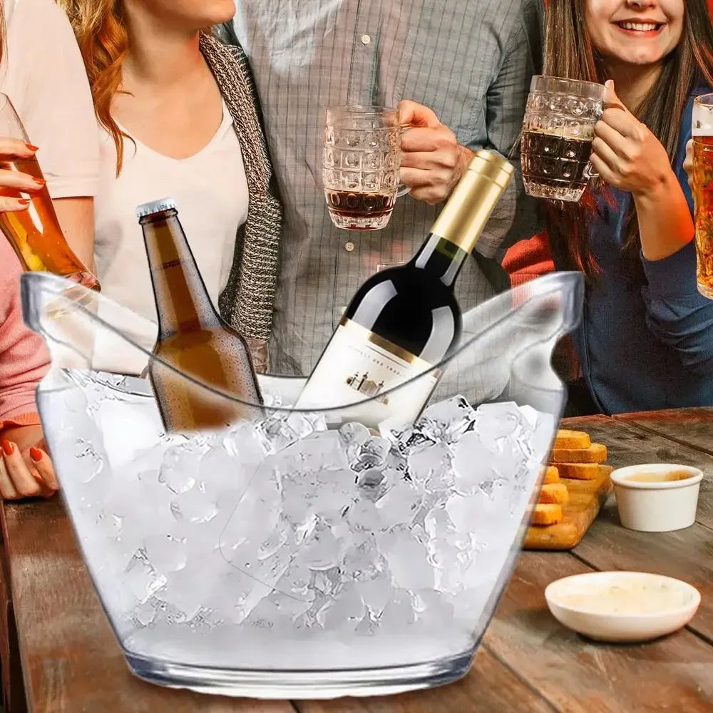 4L Clear PET Ice Bucket with Handle – Large Champagne & Wine Chiller for Bar, Party & Entertaining
