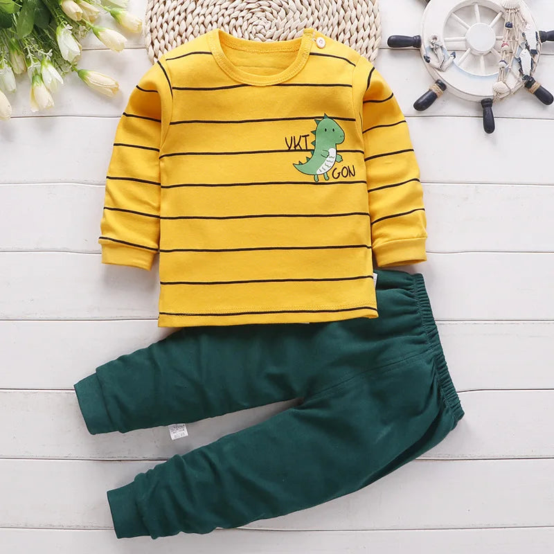 Baby Girl Cartoon Cat Pajamas Set | Long Pants & T-Shirt 2-Piece Girls Clothes 0-6 Years
