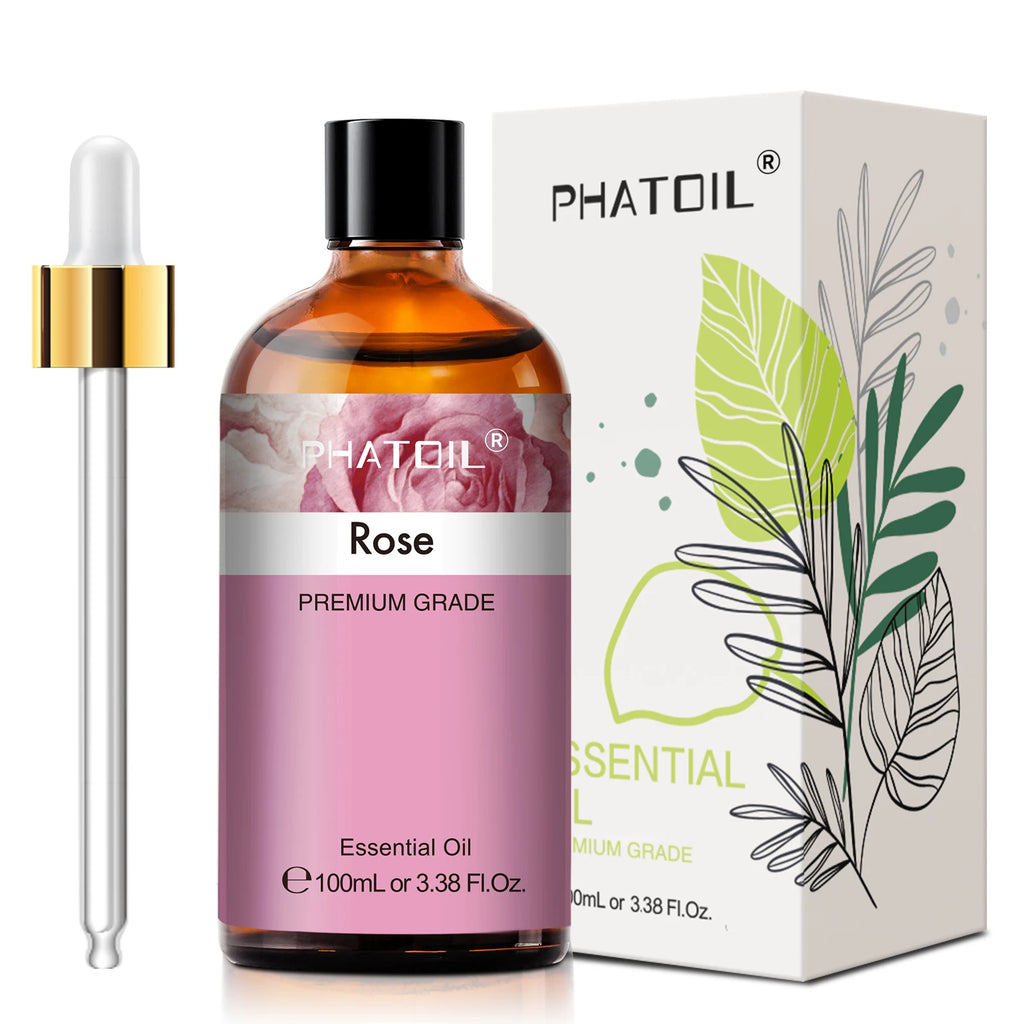 PHATOIL Essential Oils 100ml — Eucalyptus, Lavender, Vanilla, Jasmine, Lemon & Bergamot for Aromatherapy & Candle Making