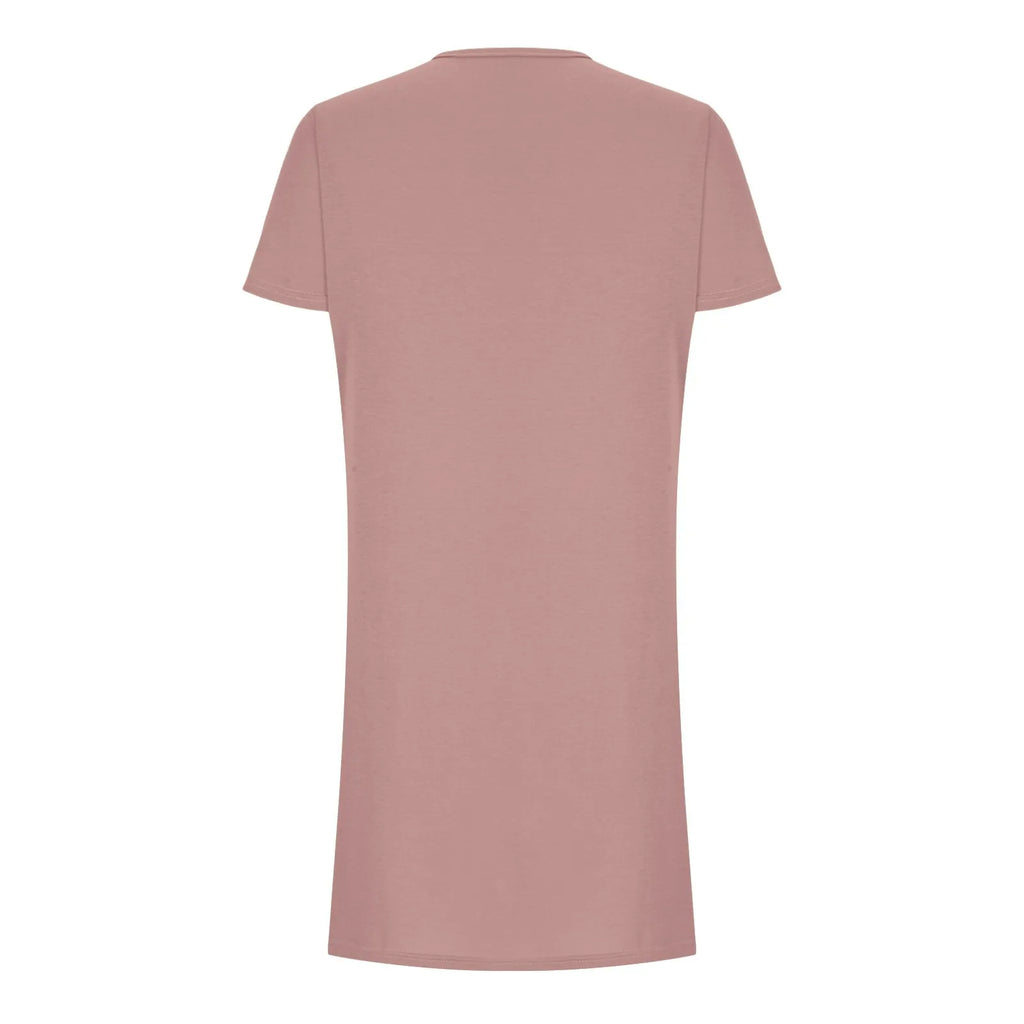 Solid Color Pocket Casual Sports Dress — Short Sleeve O-Neck A-Line Knee-Length Dress