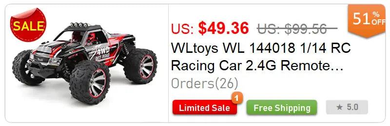 WLtoys 12428 1:12 Scale 4WD RC Racing Car – 50KM/H Alloy Off-Road Climbing Truck with LED Lights