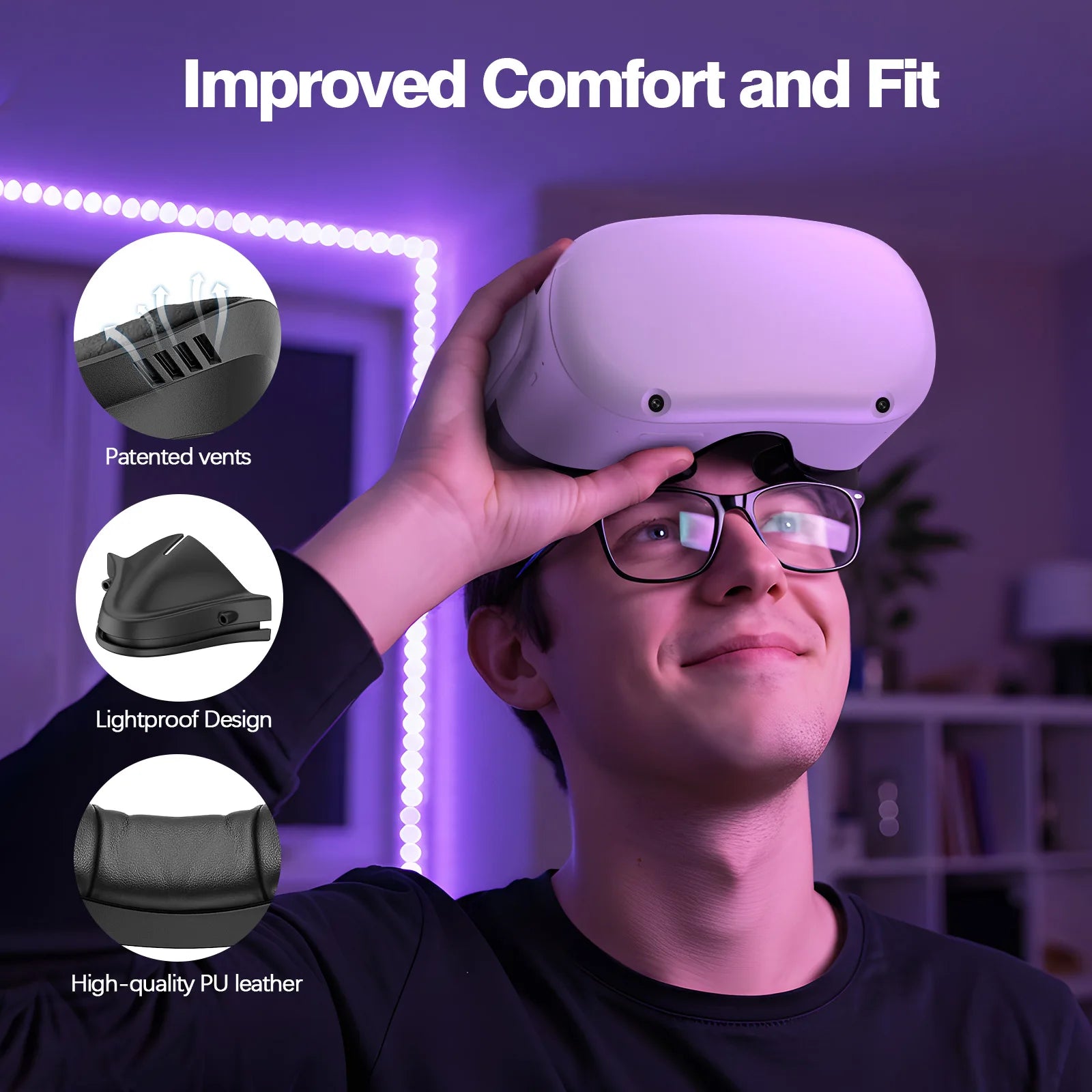 HUADAI Face Cushion Pad for Meta Quest 2, 3 & 3S