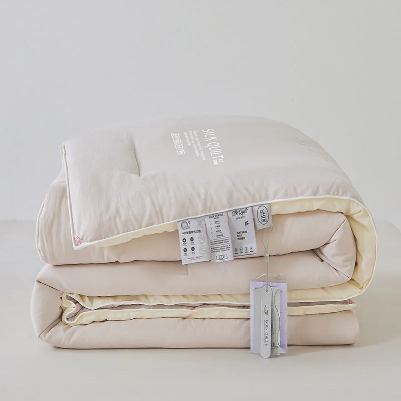 100% Mulberry Silk Quilt – Luxury Soft All-Season Comforter with Temperature Control