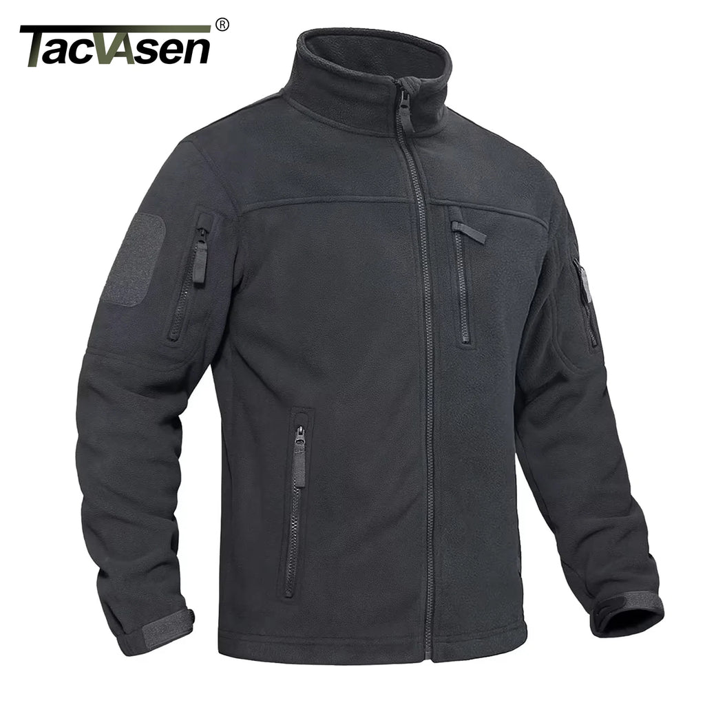 Men's Full Zip Fleece Hiking Windbreaker — Multi-Pocket Outdoor Work Jacket