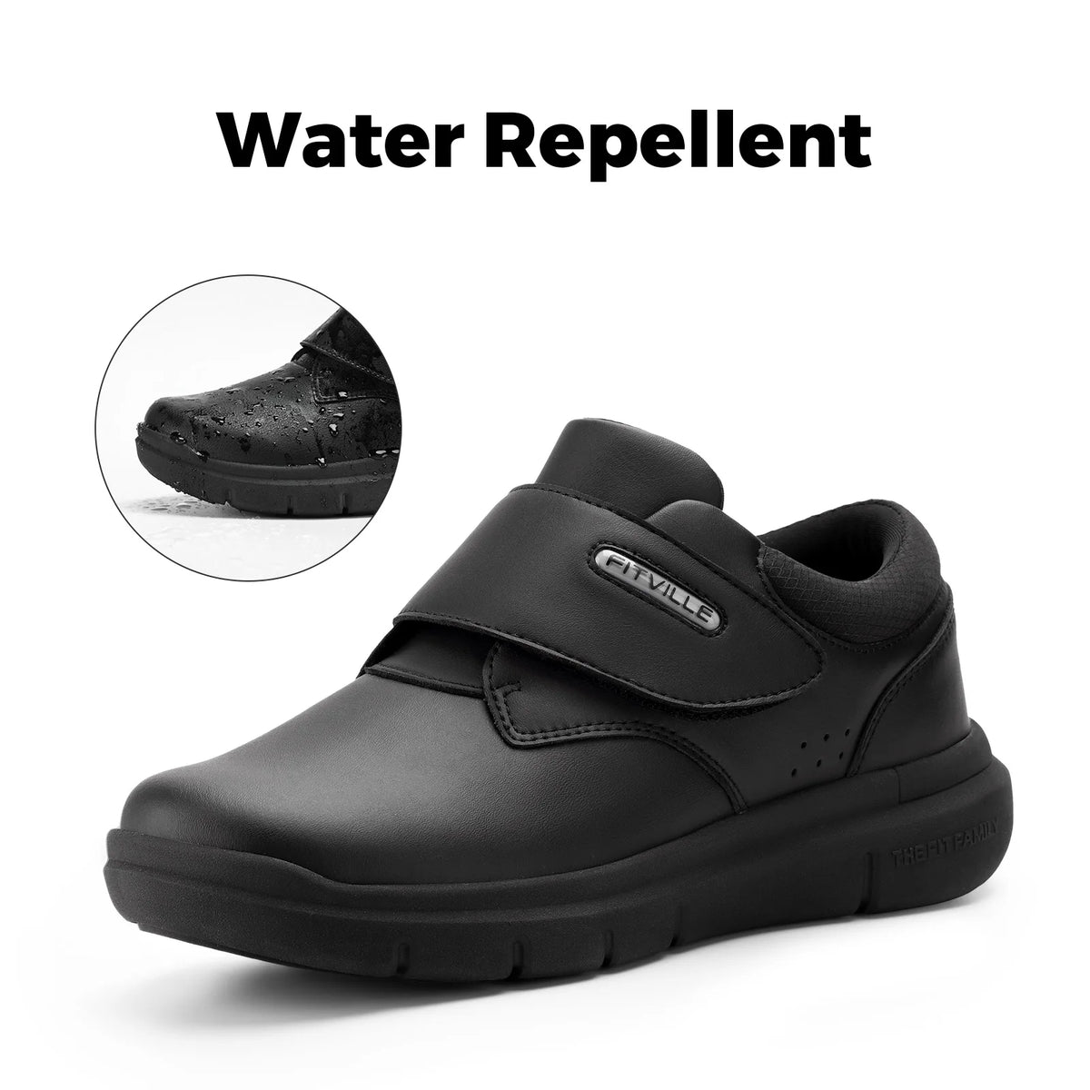 FitVille Men's Wide Diabetic Leather Shoes – Slip-On Orthopedic Footwear for Swollen Feet, Neuropathy & Foot Pain Relief