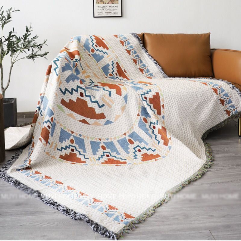 Boho Plaid Tassel Throw Blanket – Decorative Sofa & Bed Cover, Outdoor Camping & Picnic