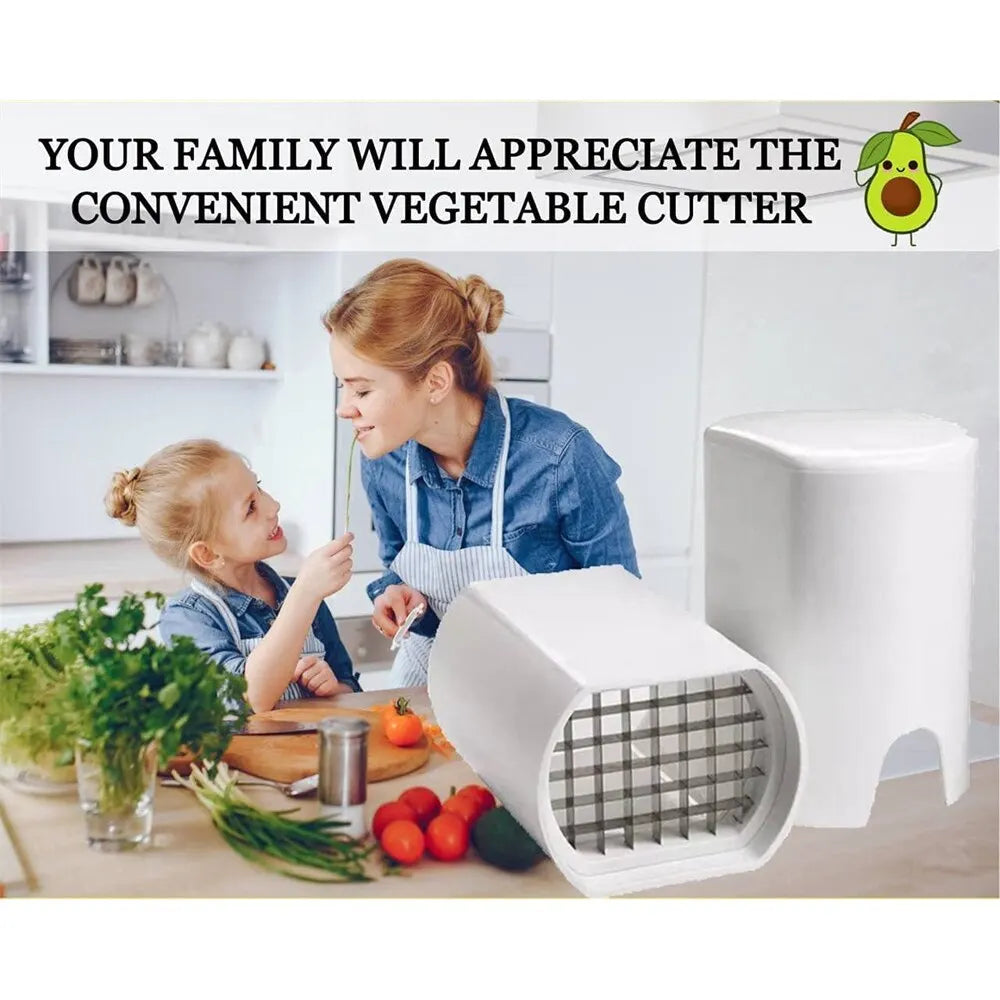 Perfect Fries. Every Time. — Stainless Steel French Fry Cutter & Potato Slicer | Natural Cut, Rapid Slicer, Veggie Dicer & Chopper, 12.5x9.5cm