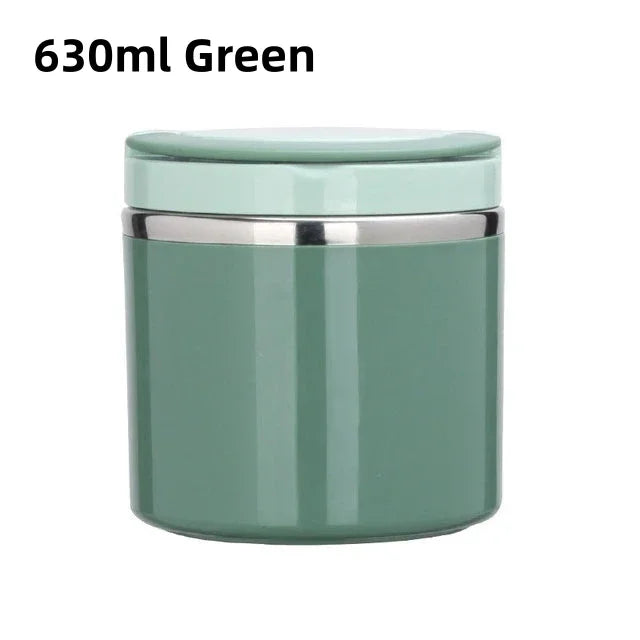 JUSTINLAU 630ml/1000ml Insulated Food Thermal Jar – Stainless Steel Soup Thermos with Bowl Lid, 6–12Hr Hot