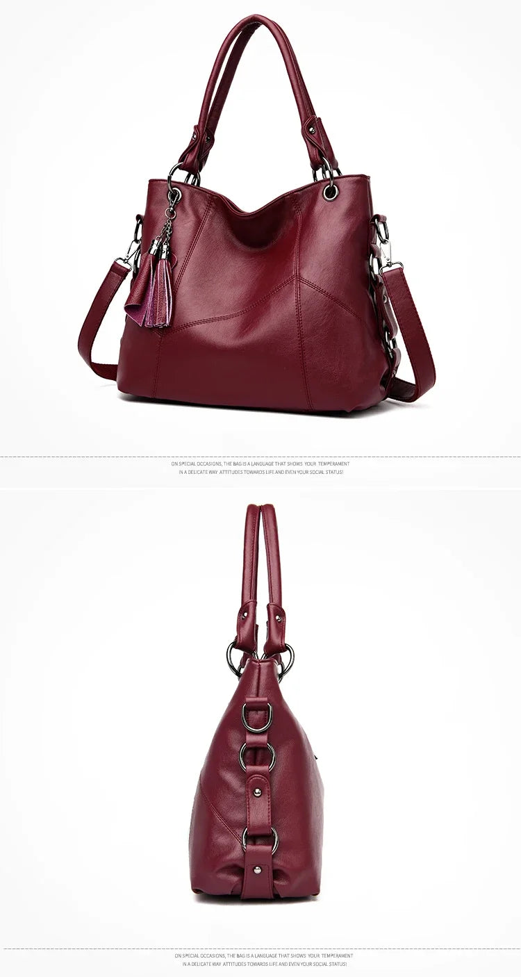 Large Capacity PU Leather Crossbody Tote Bag – Luxury Shoulder Bag for Women