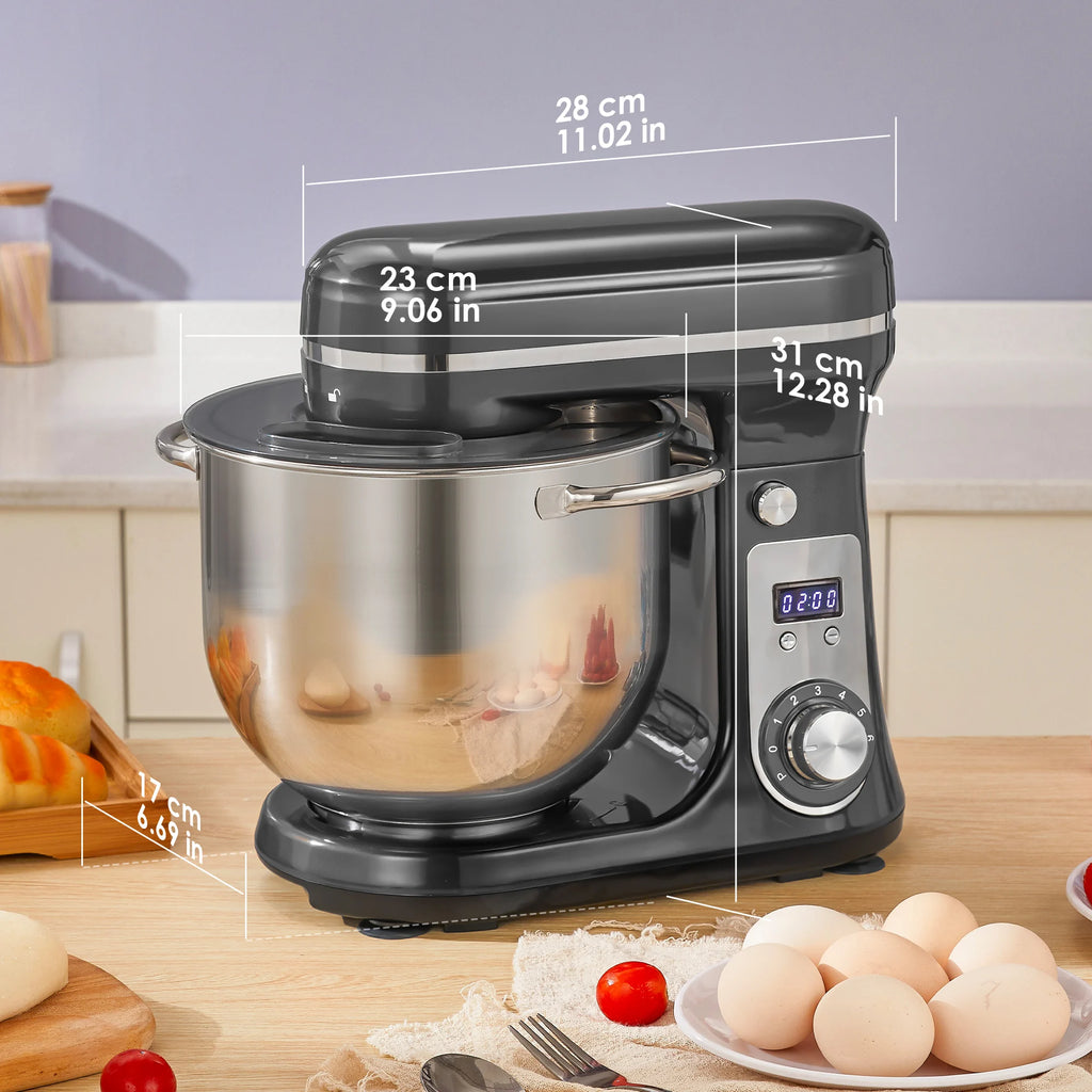 6L 1200W Stand Mixer — Quiet DC Motor, 6-Speed, Dough Kneader & Egg Whisk