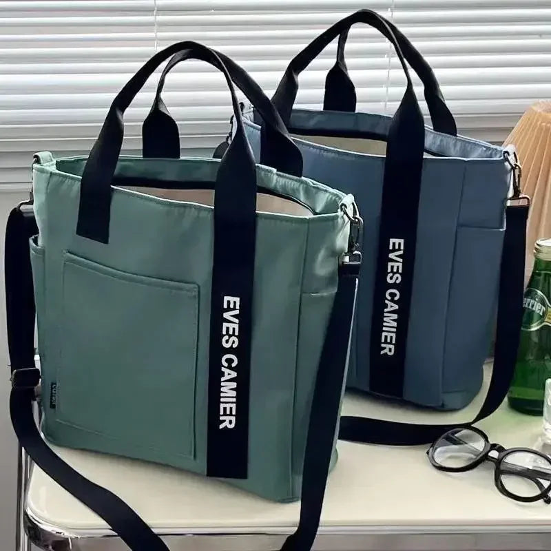 Large Capacity Nylon Canvas Tote Bag – Waterproof Shoulder Bag & Messenger for School & Daily Use