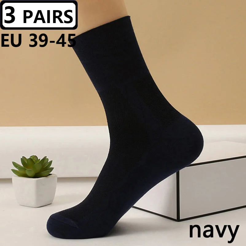 Plus Size Diabetic Varicose Vein Socks – 3 Pairs Cotton Loose Mouth EU 35-50 Men & Women