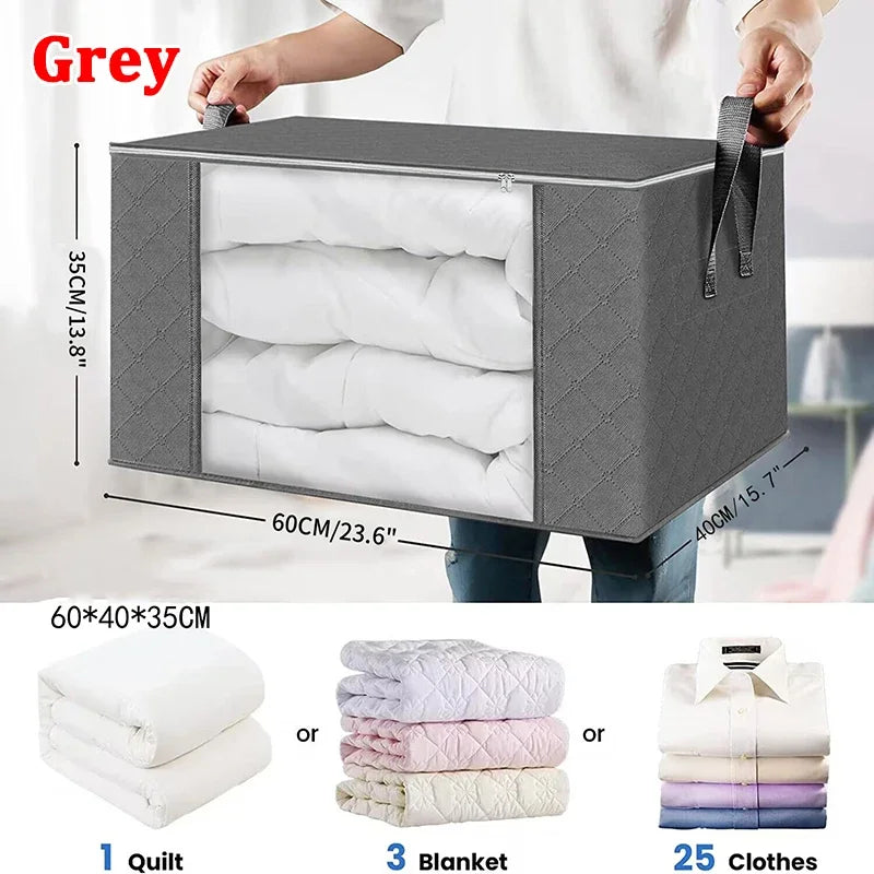 Foldable Clothes & Quilt Storage Bag – Large Capacity Dustproof Bedroom Closet Organizer