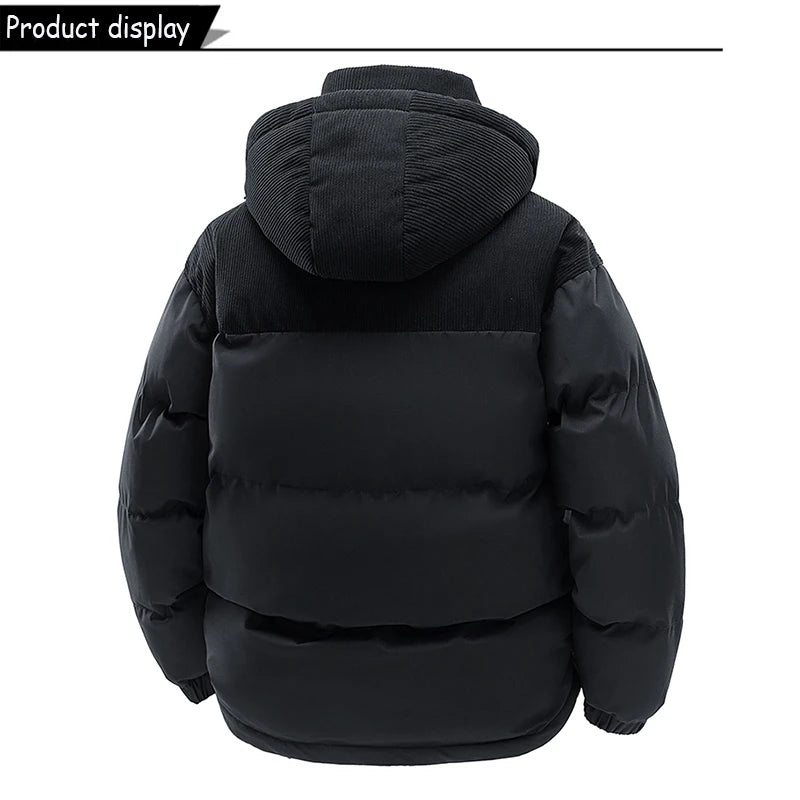 Men's Removable Hooded Windbreaker Parka Jacket – Warm Casual Outerwear for Autumn & Winter