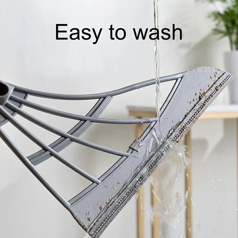 Sweep. Squeegee. Shine. — Silicone Magic Rubber Broom & Floor Squeegee Wiper | Hair & Water Removal, Bathroom & Garage, 1PC & 2PCS, Blue & Gray