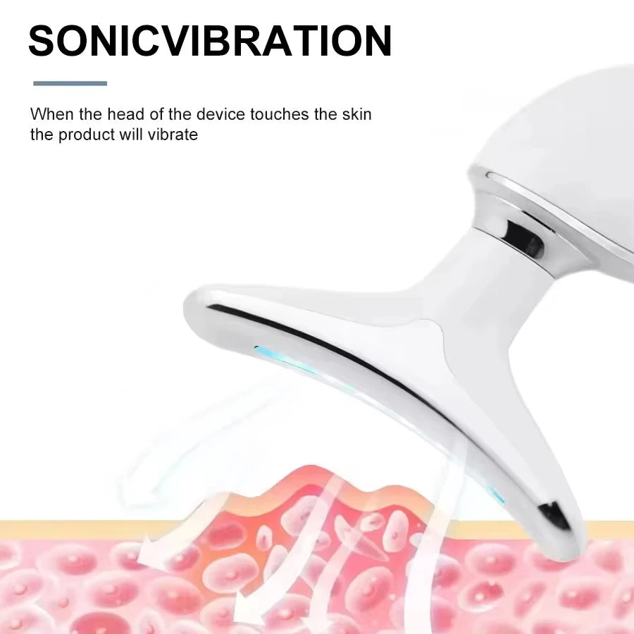 7-Color LED EMS Face & Neck Lifting Massager – Anti-Wrinkle, 45°C Heat & Vibration Skin Tightening Device