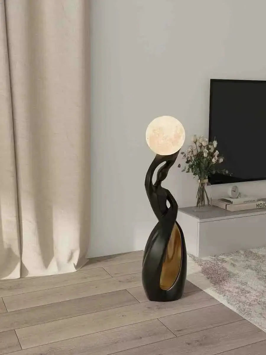 Sculptural Floor Lamp – 82 cm Black or Black-Gold
