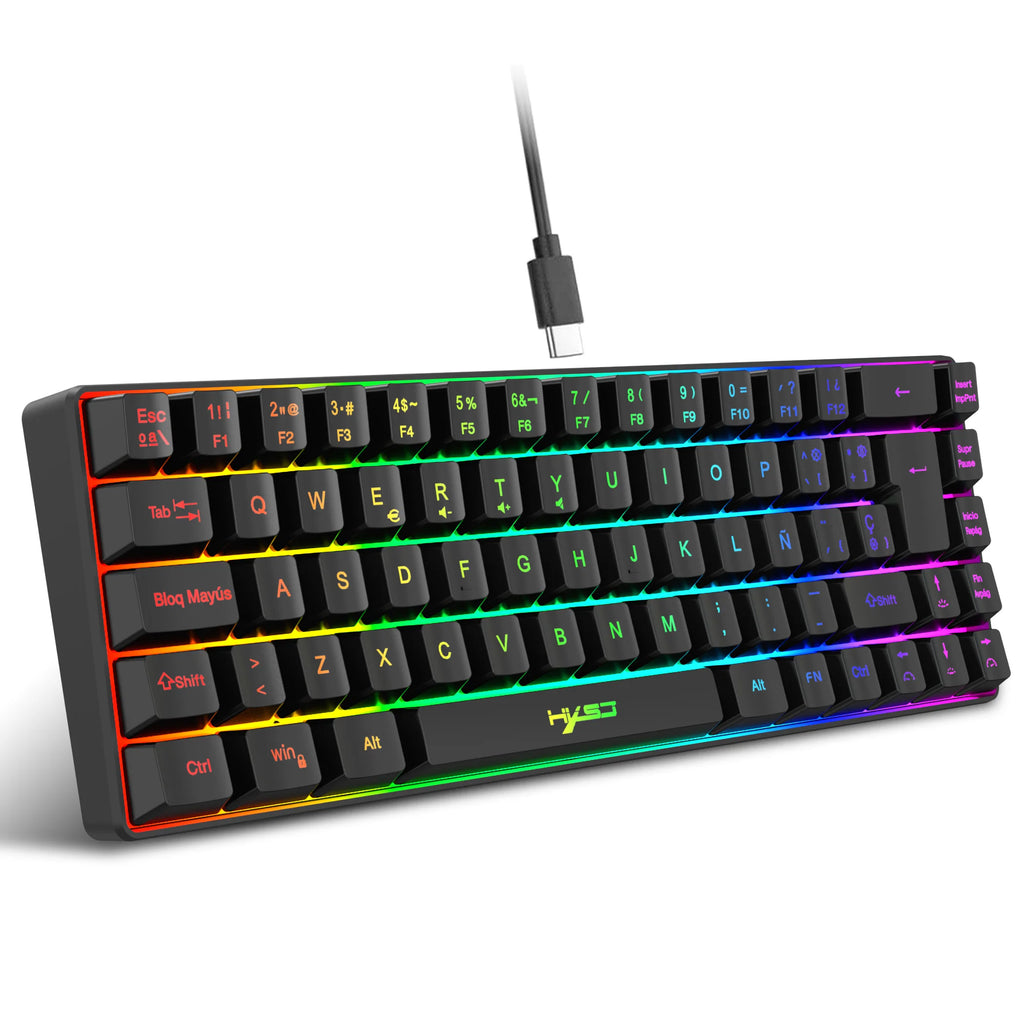 68-Key RGB Gaming Keyboard — USB Wired, 20 Backlight Modes, Multi-Language Layout for PC & Laptop