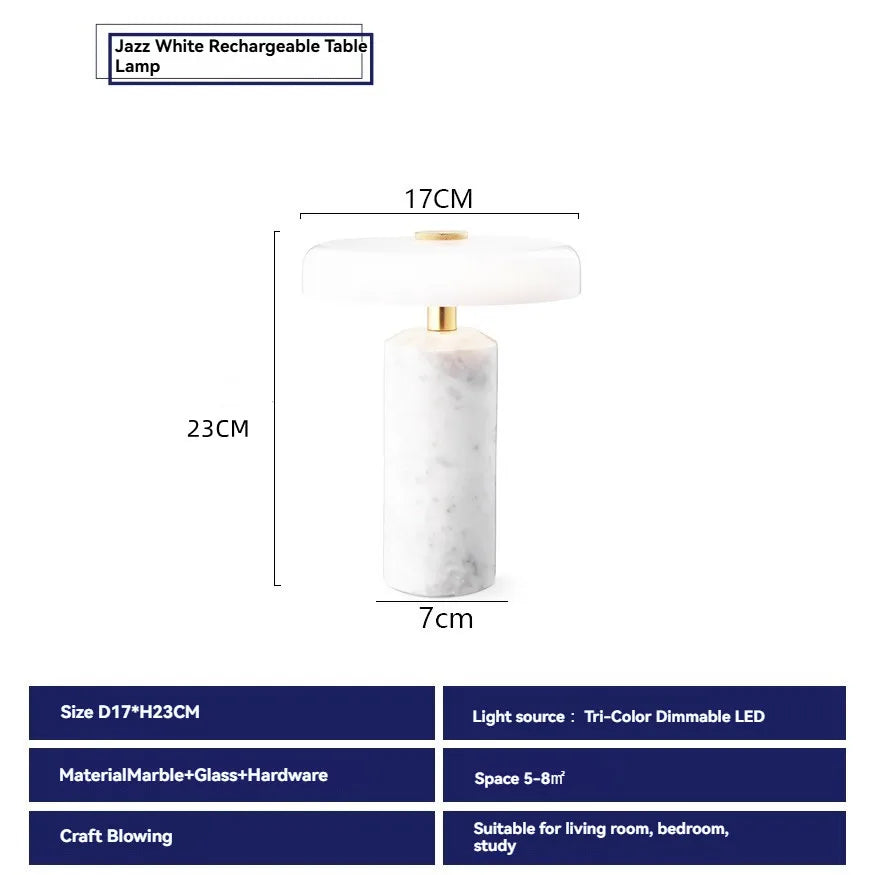 Marble Table Lamp – USB Charging & Touch Dimming