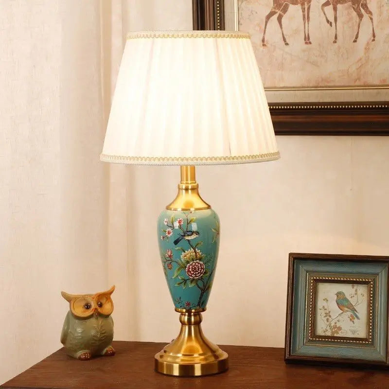 French Style Ceramic Lamp – Fabric Shade