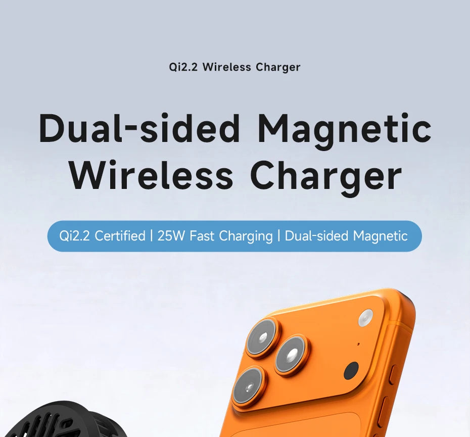 Hagibis Qi2.2 25W Dual-Sided Magnetic Wireless Charger – MagSafe Pad for iPhone 14–17 & AirPods