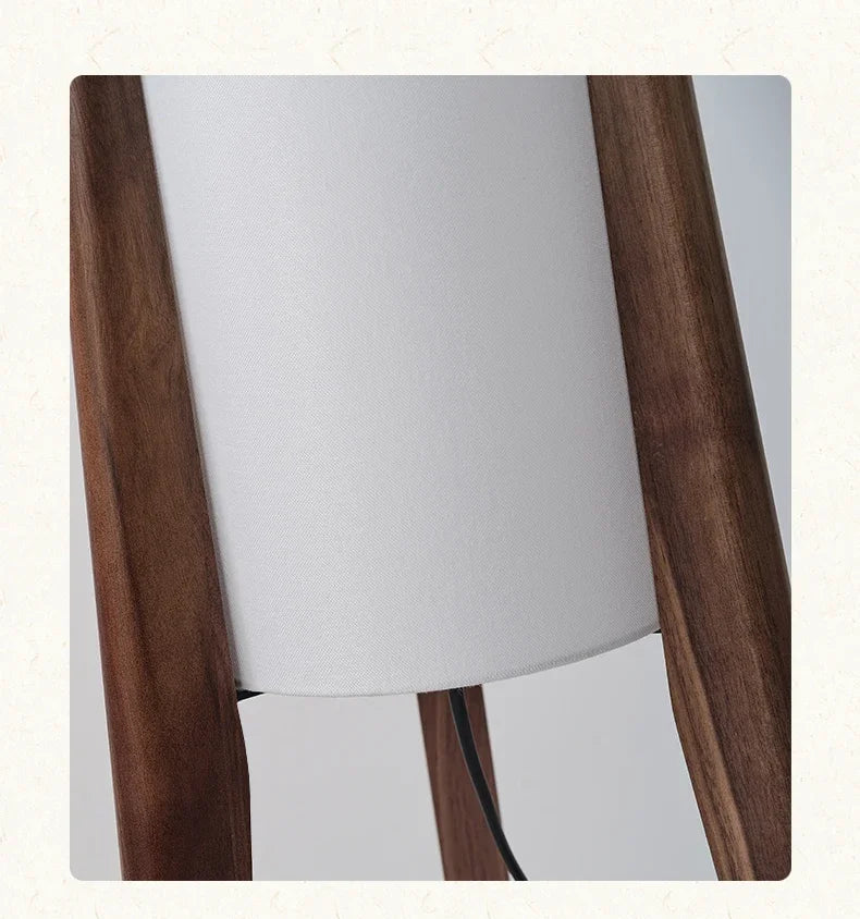 Wood Floor Lamp – Slim Fabric Shade Design