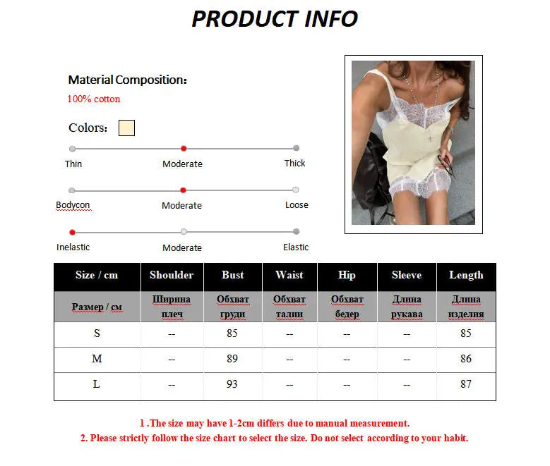 Women's Lace Patchwork Camisole Sundress – Loose Cotton Sleeveless Casual Summer Dress