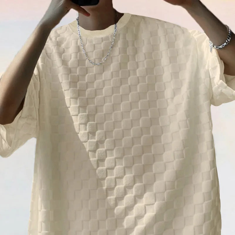 Men's Oversized Chessboard Plaid Shirt & Shorts Set – Loose Summer Leisure 2-Piece