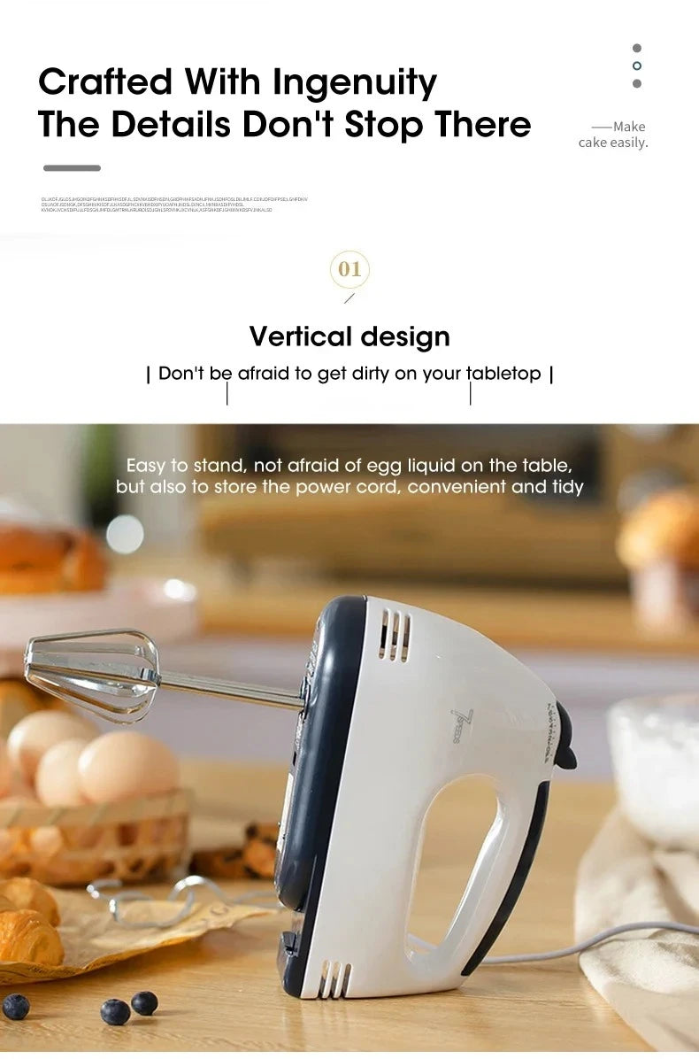 7-Speed Electric Hand Mixer – Automatic Blender for Cream, Eggs, Cake & Dough