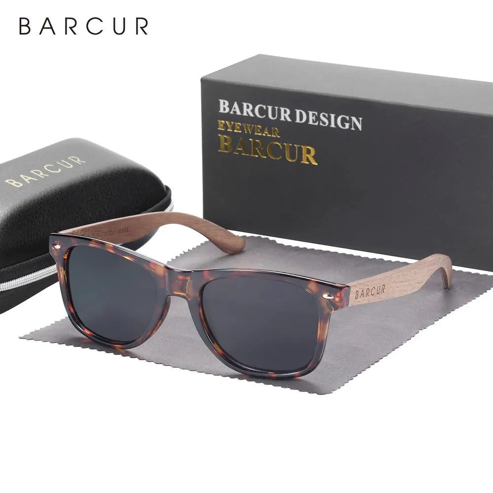 BARCUR Natural Wooden Polarized Sunglasses | Black Walnut UV400 Men's Eyewear