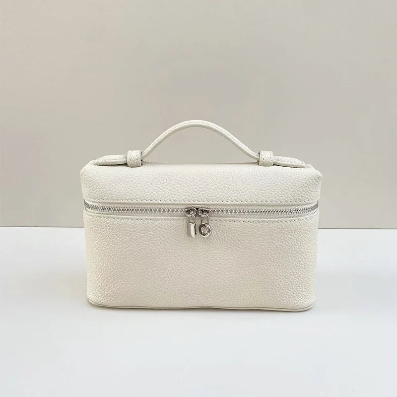 Genuine Leather Lychee Pattern Crossbody Bag – Shoulder Lunch Box Makeup Handbag for Women