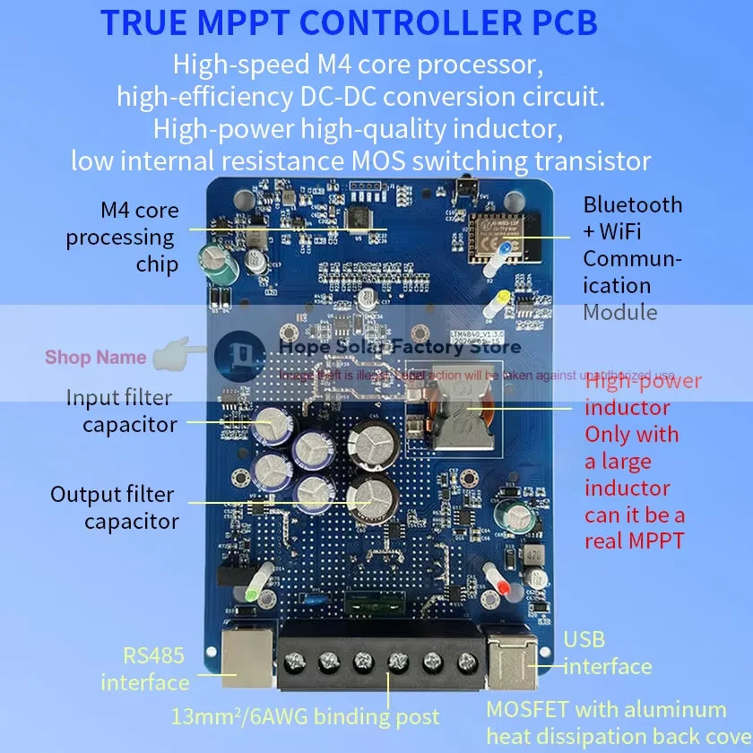 Smart MPPT Solar Charge Controller 30A/40A – 12V-48V Auto WiFi Bluetooth APP Remote LiFePO4 Lead Acid