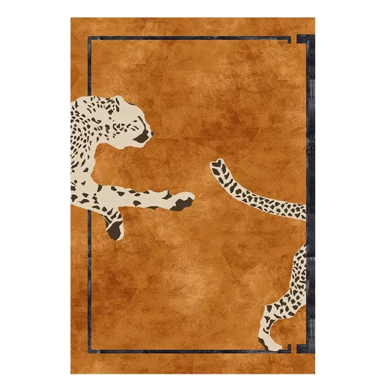 Leopard Print Plush Lounge Rug – Light Luxury Non-Slip Flannel Carpet for Living Room & Bedroom