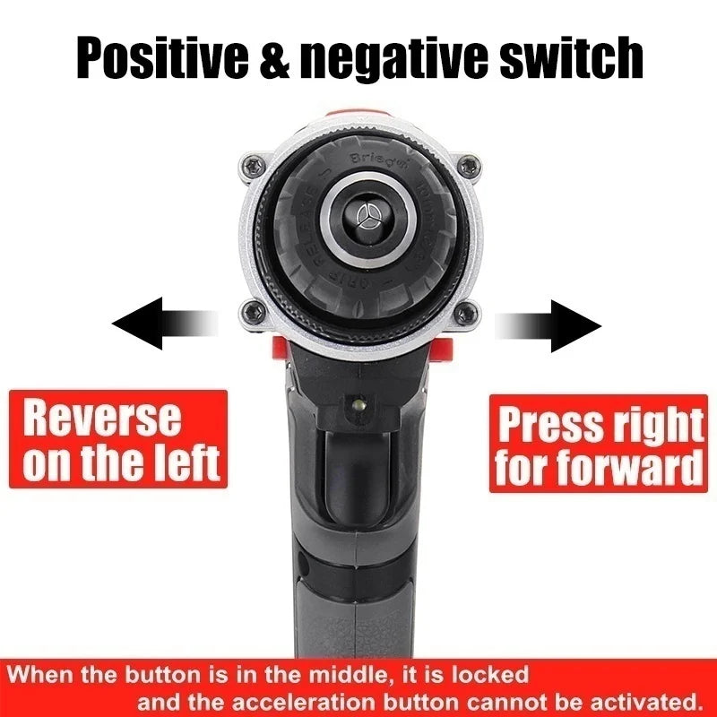 21V Cordless Impact Drill — 25+3 Torque Settings, LED Light & Drill Bits Set Included