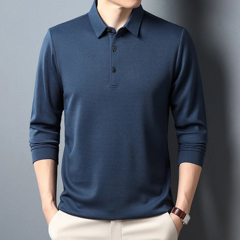 Men's Business Casual Long Sleeve Polo Shirt — Smart Everyday Polo