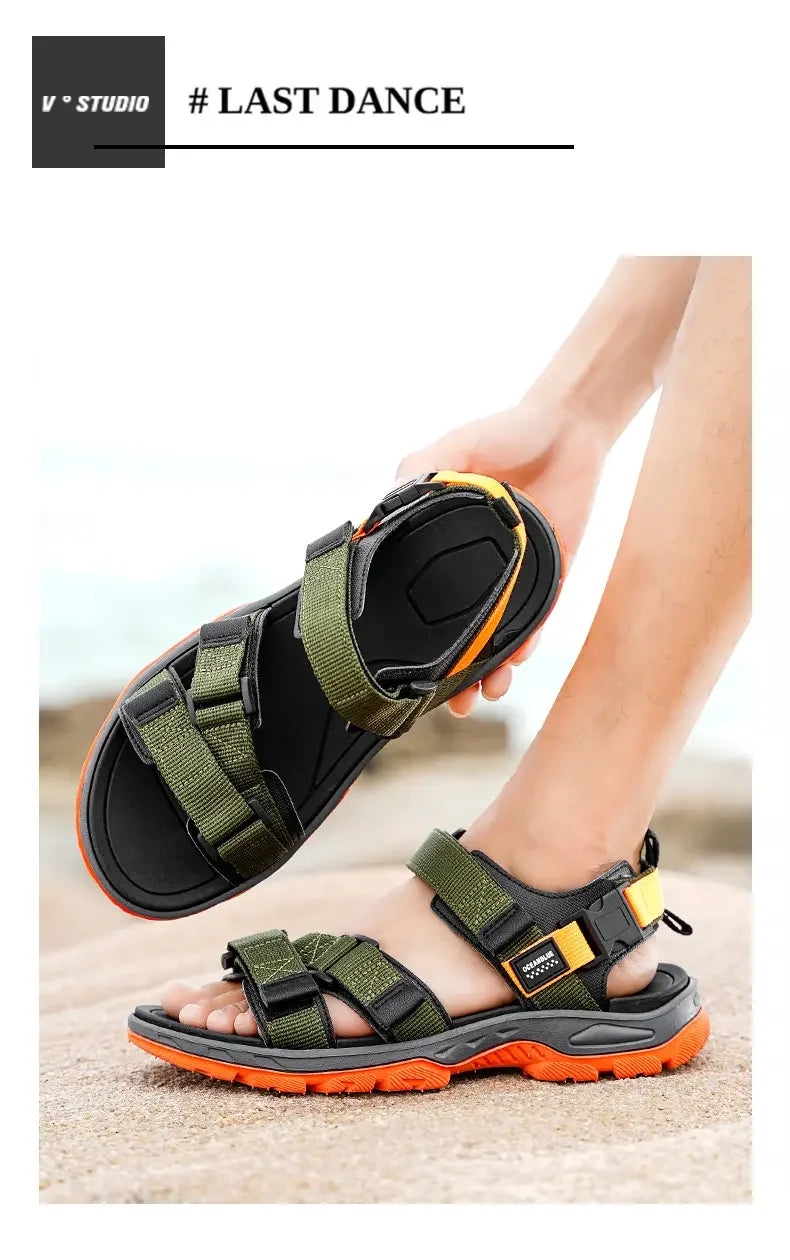 Men's Casual Outdoor Sport Sandals — Adjustable Ankle-Wrap Beach & Hiking Sandals