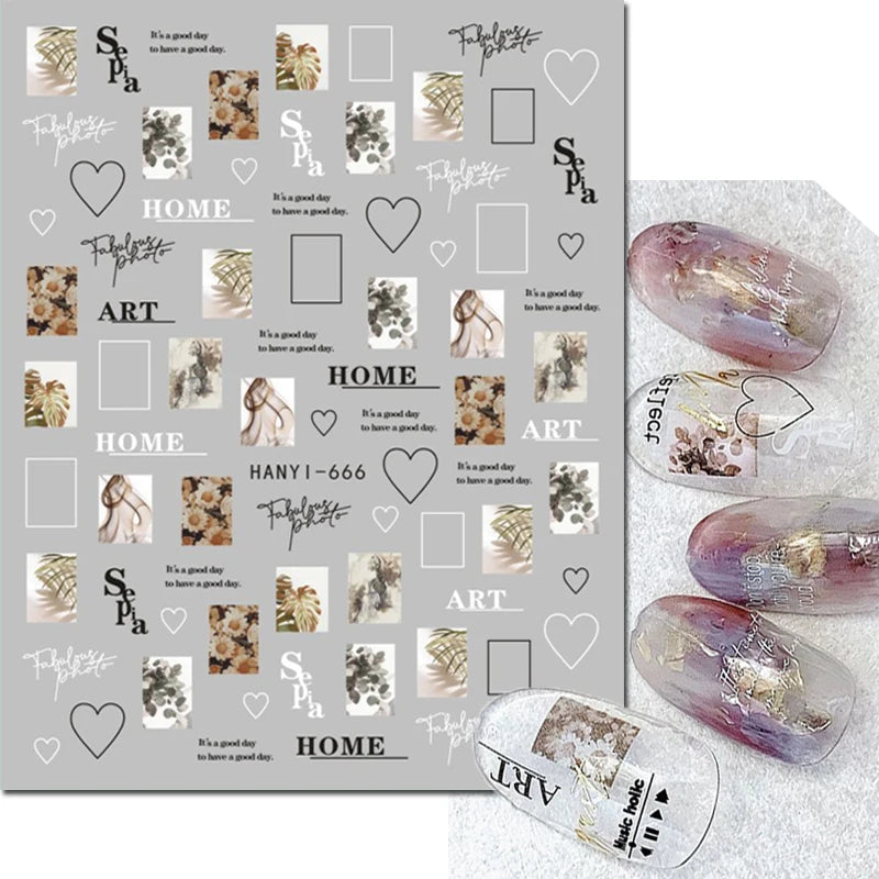 3D Summer Tropical Nail Art Sticker Decals — Palms, Butterflies & Flowers