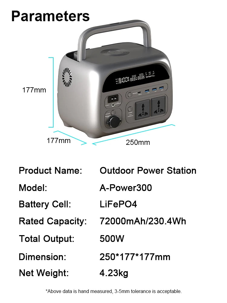 Portable Power Station — 2400W / 1800W / 500W LiFePO4 Solar Generator & Emergency Power Supply
