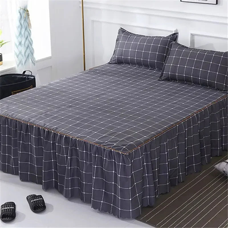 Cotton Quilted Bed Skirt – Double-Thickened Non-Slip Breathable Mattress Cover